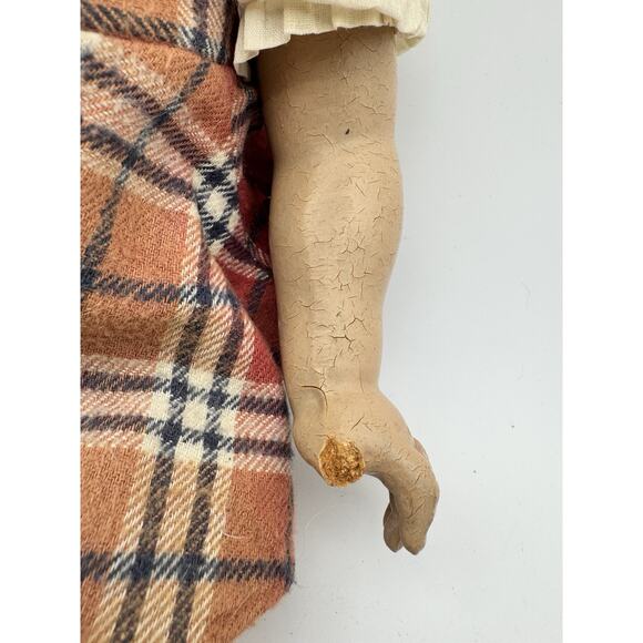 Halloween Creepy VTG Sleepy Flirty Eyes Composition Girl Doll 18 Inch Blonde - Picture 9 of 13